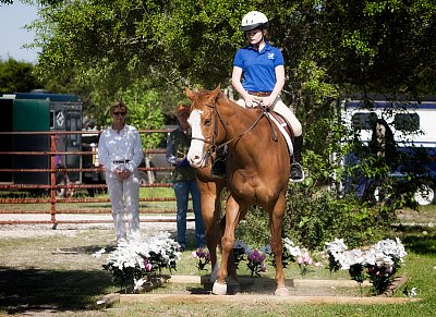 April 2008 Bare Bones Dressage Show - Austin, TX - Janet Manley judging the versatility course!